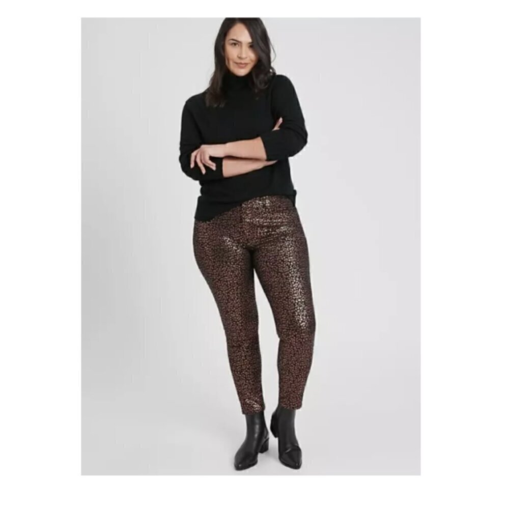 Banana Republic Mid Rise Skinny Stretch Jeans Metallic Leopard sz 29/8 NWT $129 - Picture 4 of 10